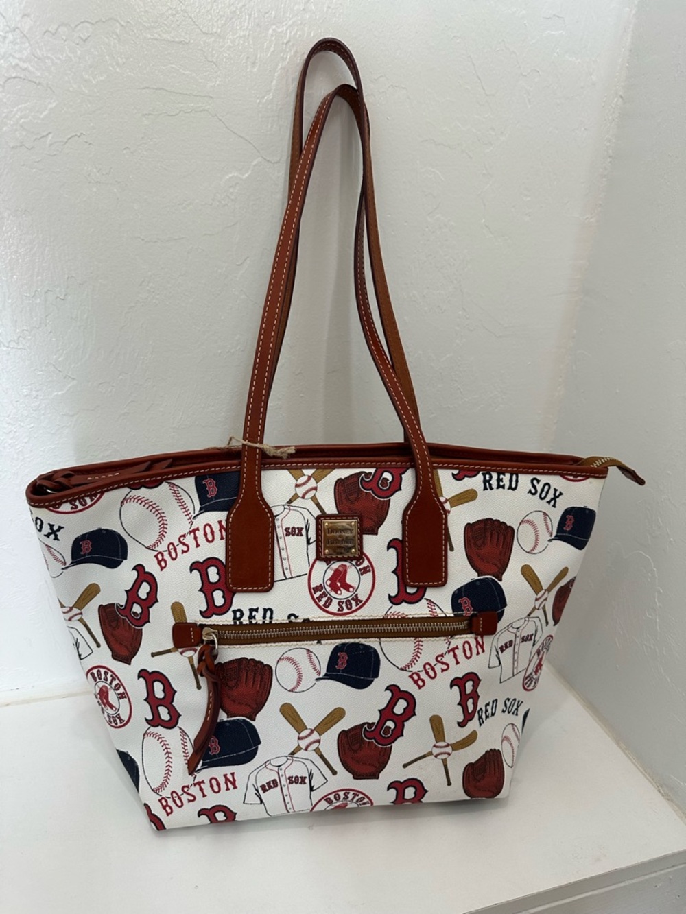 Boston Red Sox Graphic Tote Bag in White and Brown
